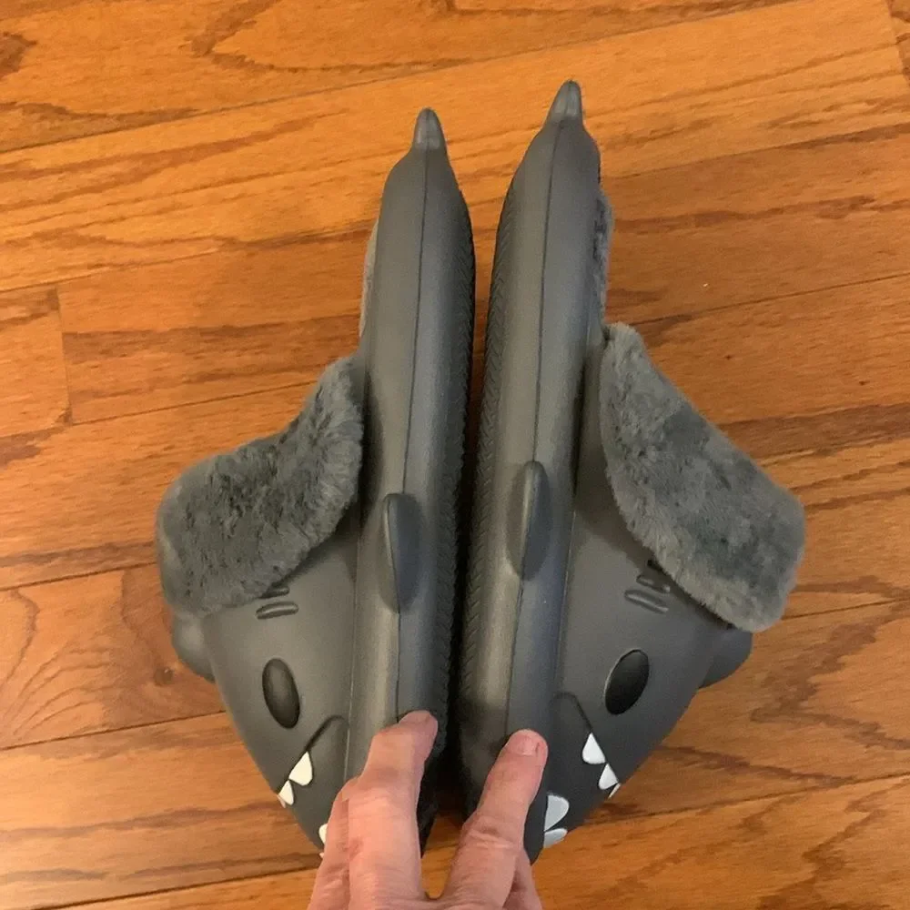 Shark furry (one pair) house slippers.  I have three Size 36-37